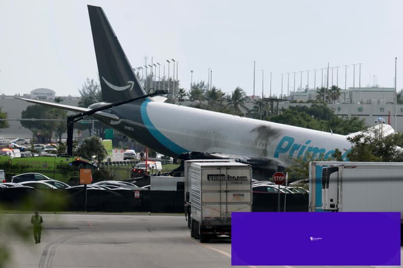 Amazon Cargo Plane Overruns Runway in Miami Colliding With Ground Vehicles